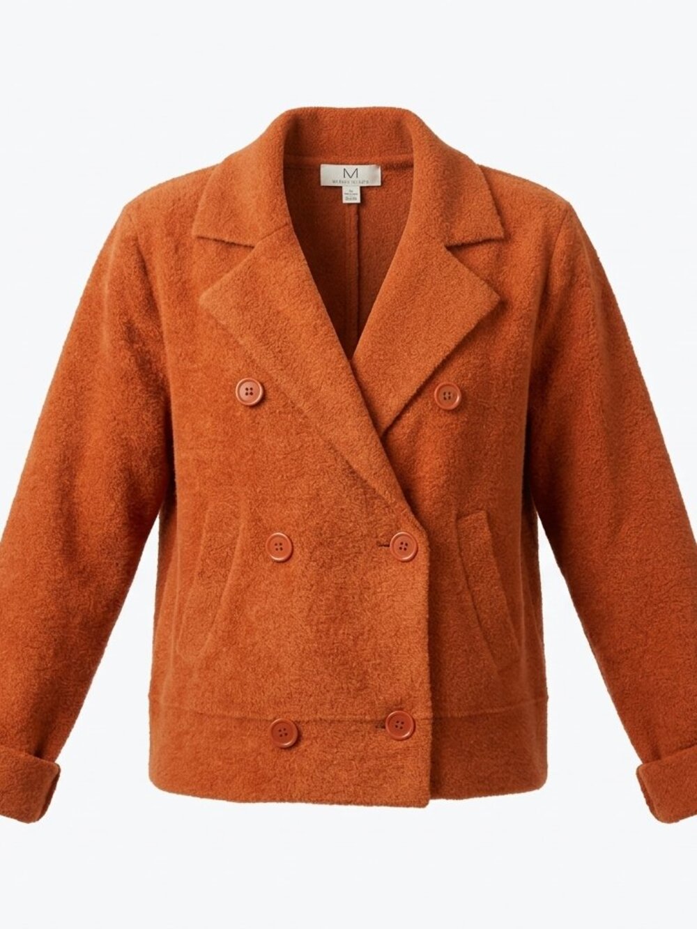 Vintage Magaschoni Rust Bouclé Double-Breasted Cropped Jacket | Luxury Designer